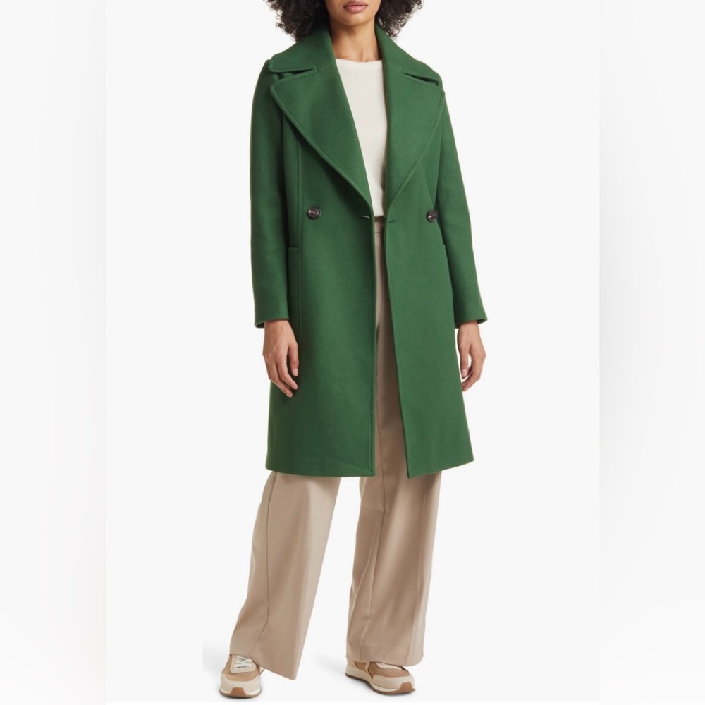 Halogen Double Breasted Green Peacoat - Sz XS